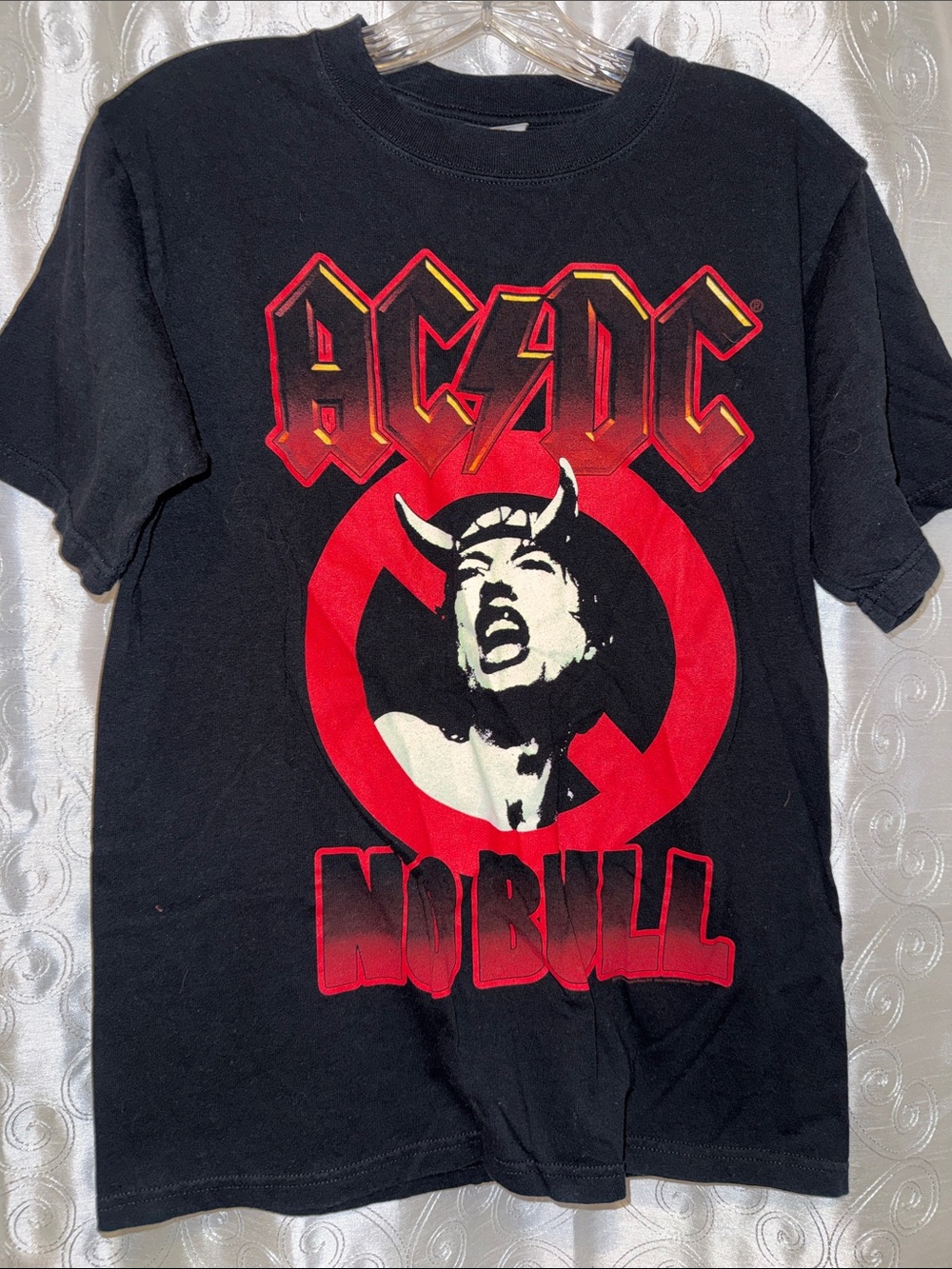 AC/DC No Bull Band Concert Black Tee with Red and White Graphic Men’s Size S 🔥G5